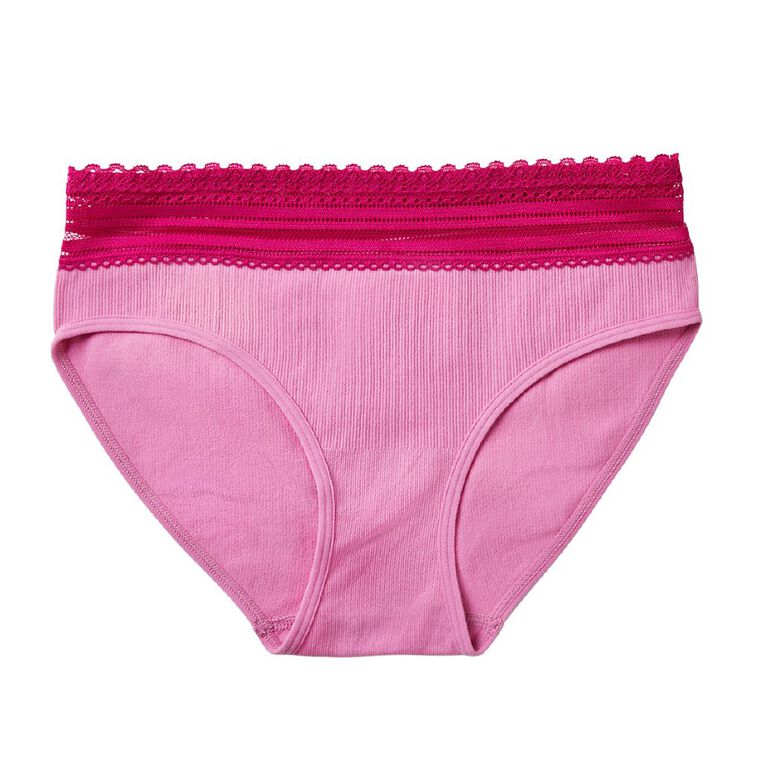 H&H Women's River Rib Seamfree Bikini, Pink, hi-res