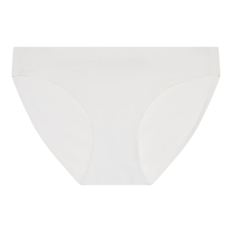 H&H Women's Micro No Show Bikini Briefs, White, hi-res