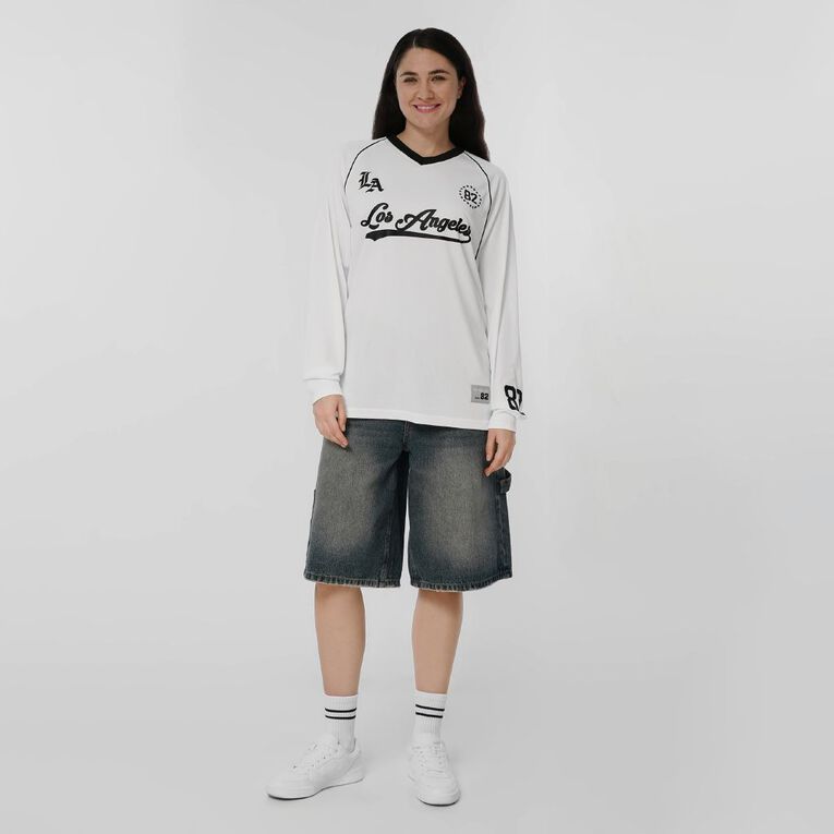 H&H Women's Long Sleeve Raglan Sports Tee, White, hi-res