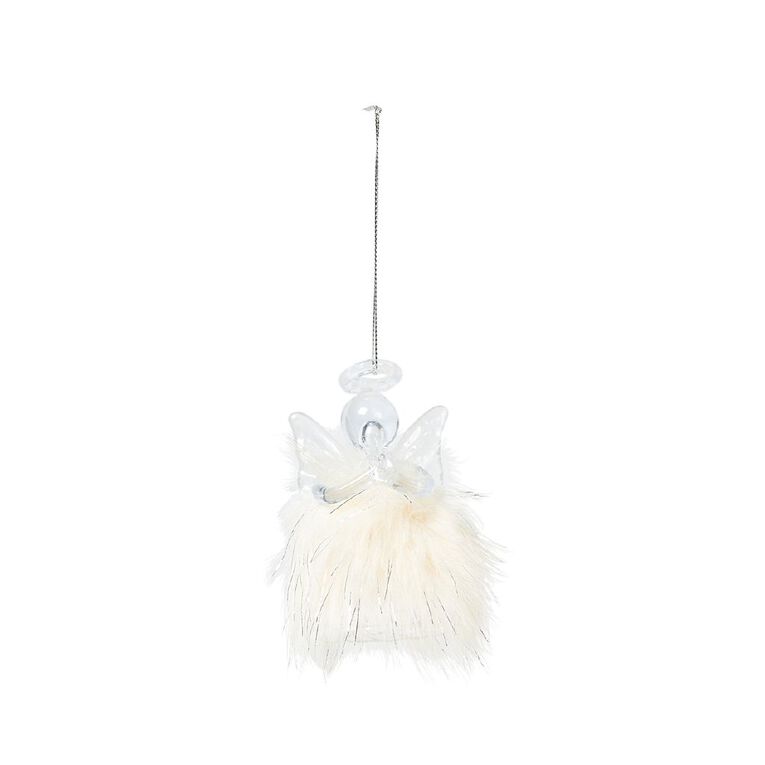 Wonderland Tree Decoration Angel White 10cm, , hi-res