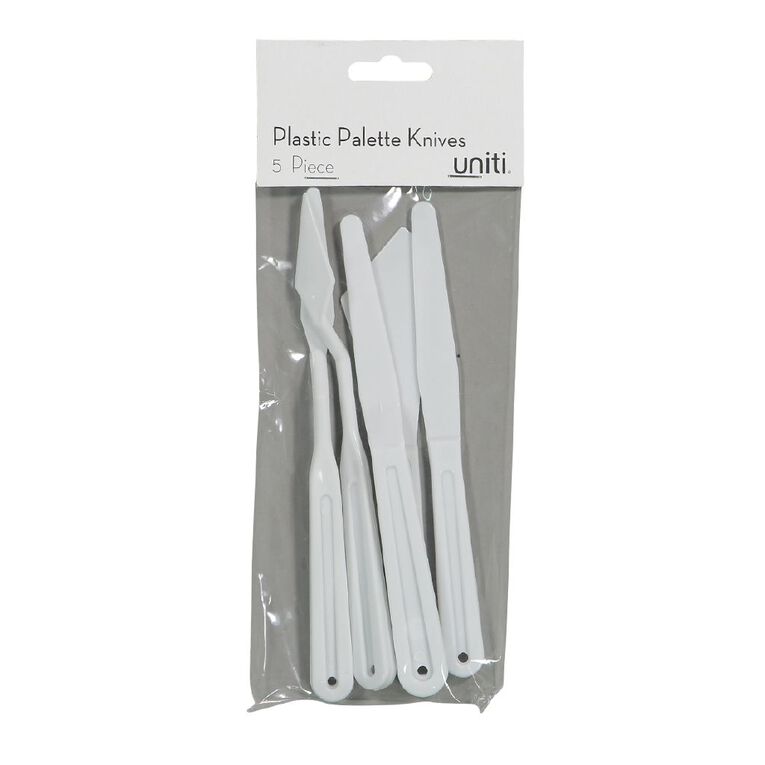 Uniti Plastic Palette Knives 5 Pack White, , hi-res
