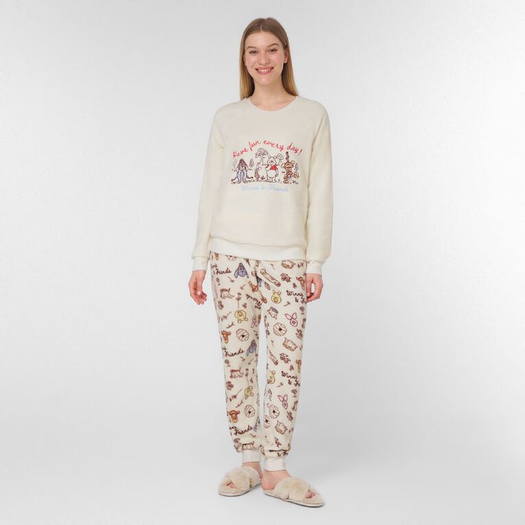 Winnie the Pooh Women's Coral Fleece Pyjama Set, White, hi-res