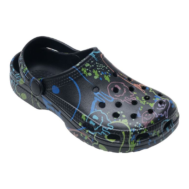 Young Original Senior Kids' Printed Frog Clog Shoes, Black, hi-res