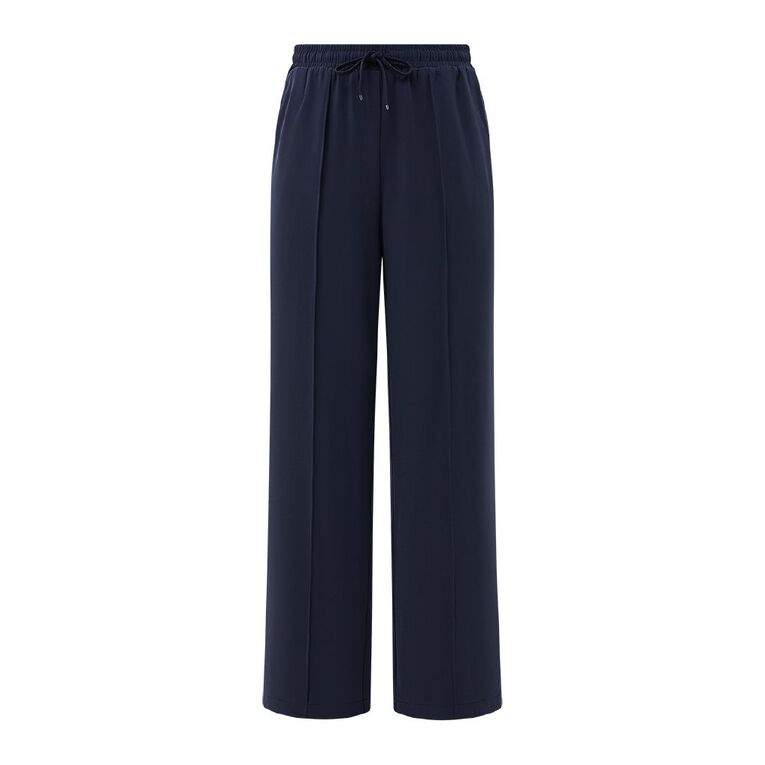 H&H Women's Pintuck Straight Work Pants, Navy, hi-res