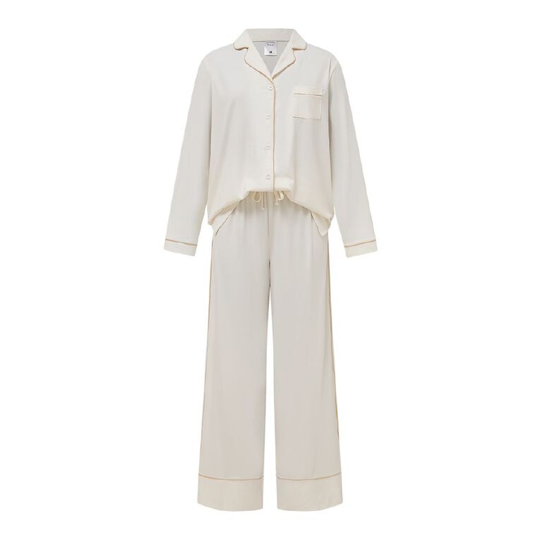 H&H Women's Comfy Button Up Pyjama Set, White, hi-res