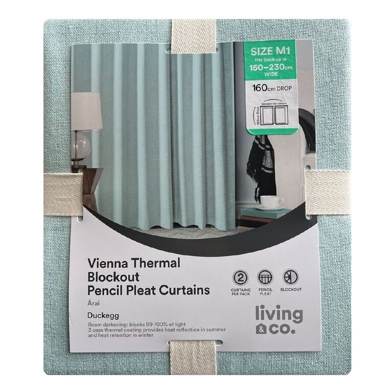 Living & Co Vienna Curtains Green 150-230cm Wide/160cm Drop, , hi-res