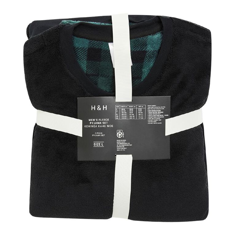 H&H Men's Coral Fleece Pyjama Set, Green Dark, hi-res