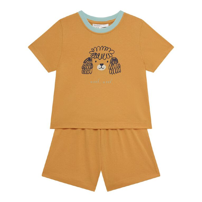 H&H Boys' Tee and Short Knit Pyjama Set, Orange Light, hi-res