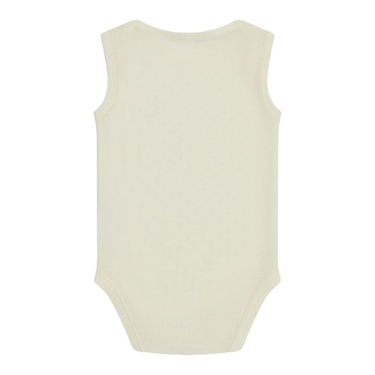 Young Original Baby's Merino Pointelle Sleeveless Bodysuit, White, hi-res