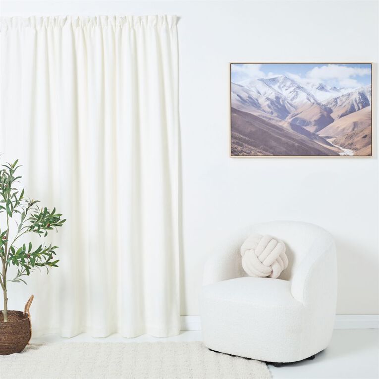 Living & Co Cleo Curtains Ivory 150-230cm Wide/205cm Drop, Ivory, hi-res