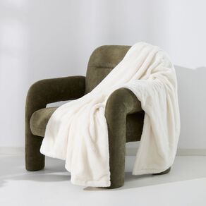 Living & Co Throw Faux Fur Bunny Natural 127cm x 152cm
