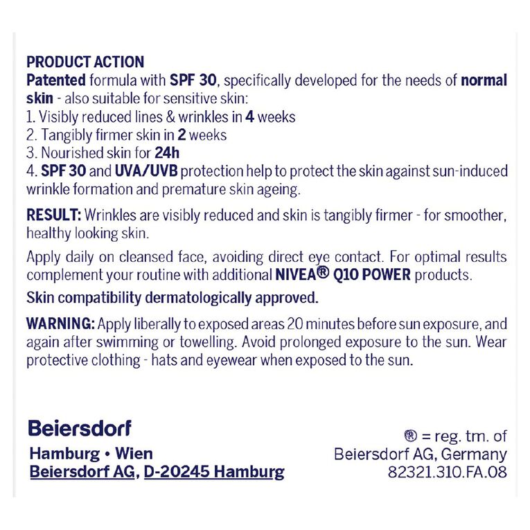 Nivea Q10 Power Anti Wrinkle SPF30+ Day Cream 50ml, , hi-res