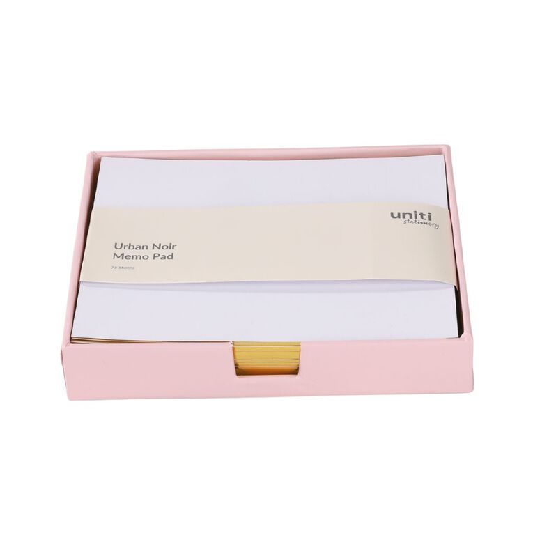 Uniti Stationery Urban Noir Rectangle Memo Pad Pink, , hi-res