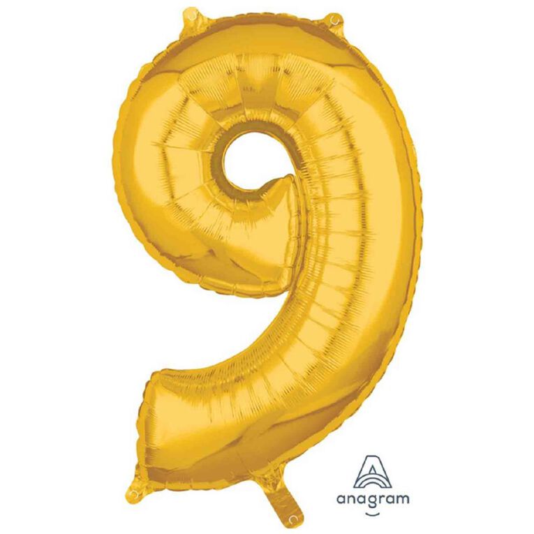 Anagram Mid-Size Shape Gold Numeral 9, , hi-res