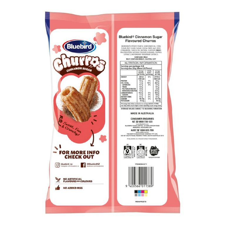 Bluebird Churros Cinnamon Sugar 120g, , hi-res