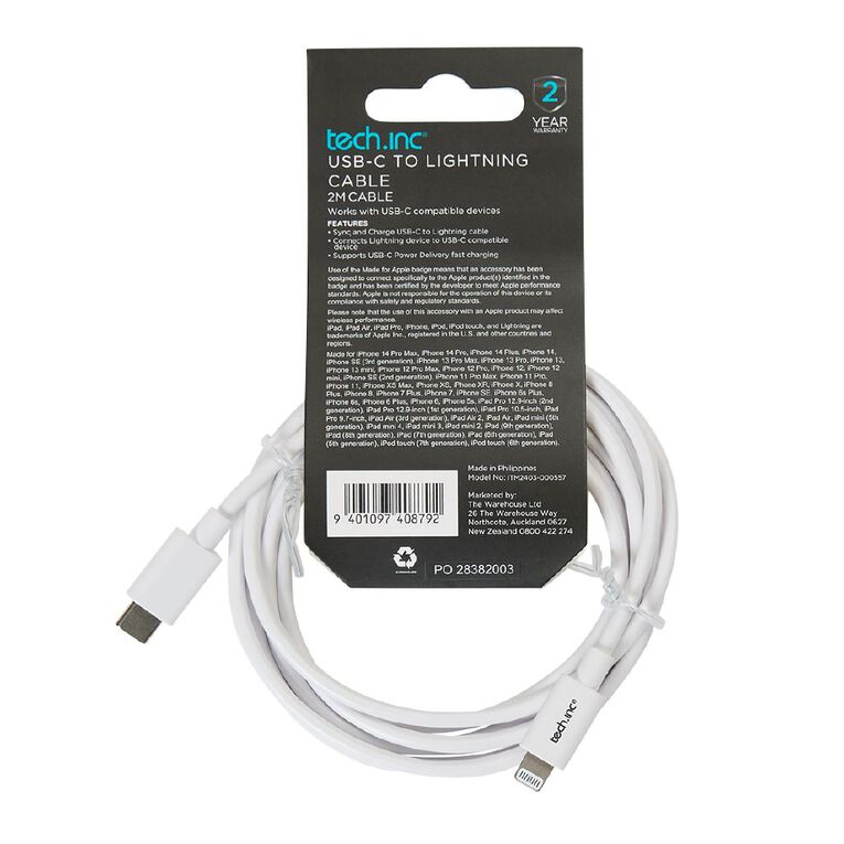 Tech.Inc USB-C to Lightning 2m White, , hi-res
