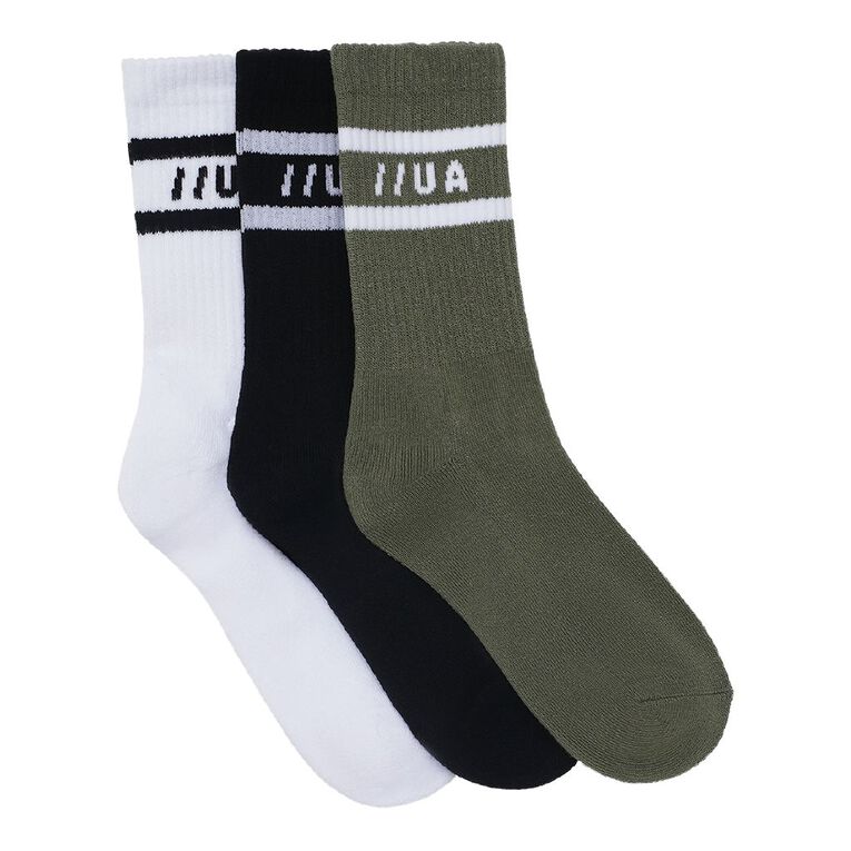 H&H Boys' Striped Crew Socks 3 Pack, Green Mid, hi-res