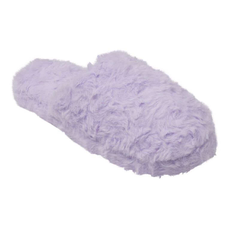 H&H Women's Fluffy Scuff Slippers, Purple Light, hi-res