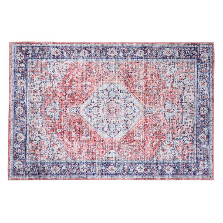 Living & Co Printed Rug Red 120cm x 180cm, , hi-res