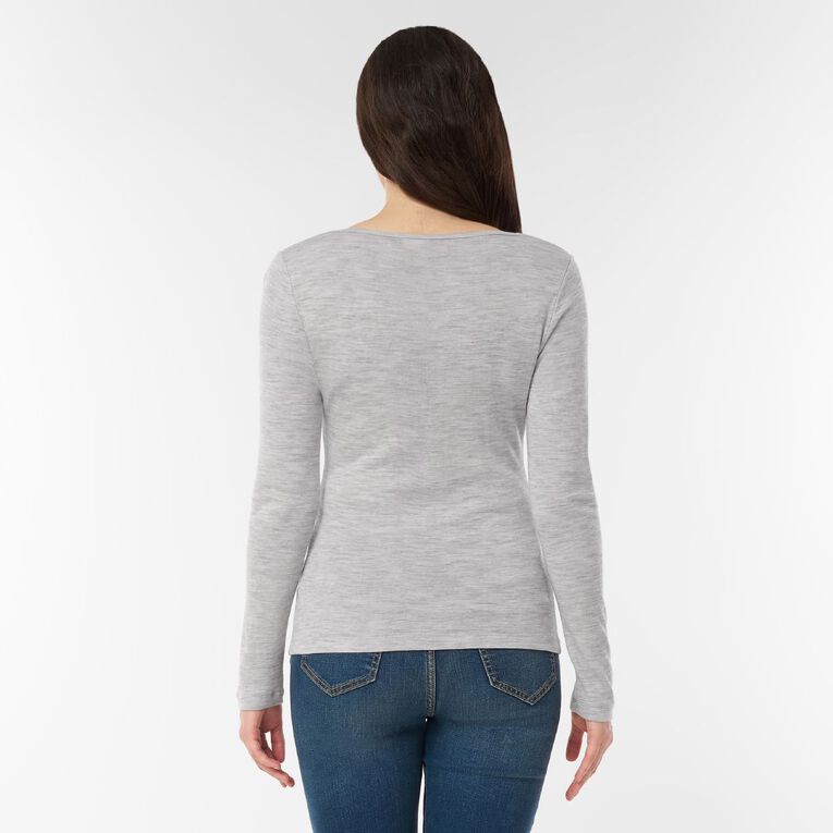 H&H Women's Merino Blend Crew Neck Top, Grey Light, hi-res