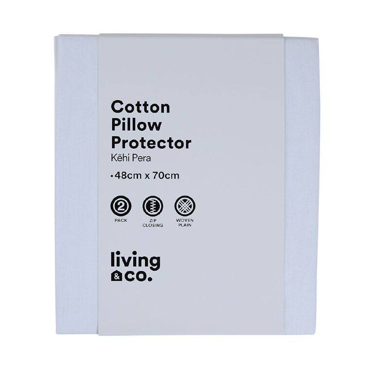 Living & Co Pillow Protector Cotton 2 Pack White One Size, , hi-res