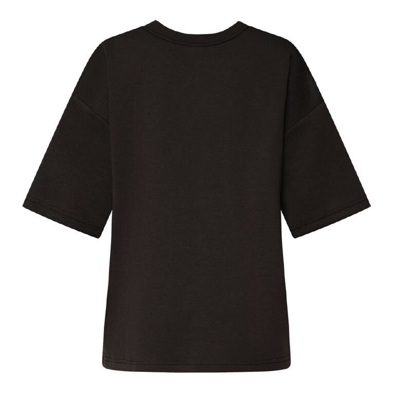 H&H Women's Short Sleeve Scuba Crew Tee, Brown Dark, hi-res
