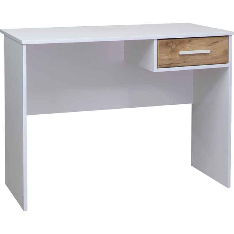 Living & Co Takiwira 1 Drawer Desk White, , hi-res