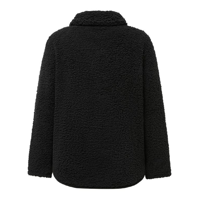 H&H Men's Sherpa Quarter Zip Lounge Sweater, Black, hi-res
