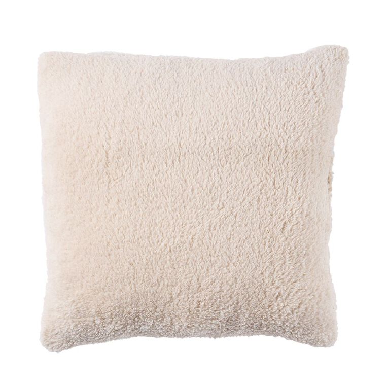 Living & Co Cushion Sherpa Natural 45cm x 45cm, , hi-res