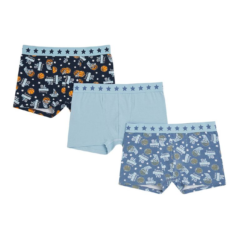 H&H Boys' Printed Trunk 3 Pack, Blue Light, hi-res