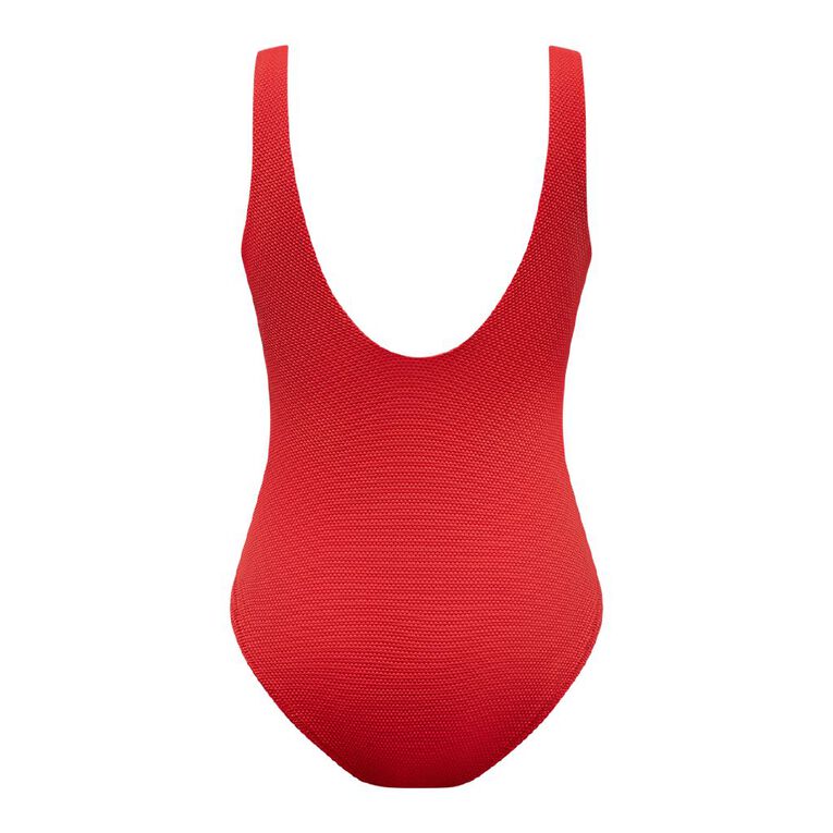 H&H Women's Plunge Cheeky One Piece, Red Mid, hi-res