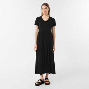H&H Women's Cotton Slub Tier Midi Dress