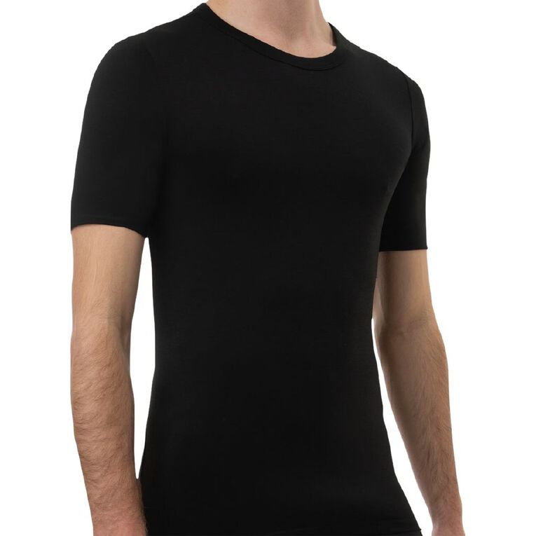 Underworks Men's Heatbods Thermal Short Sleeve Top, Black, hi-res