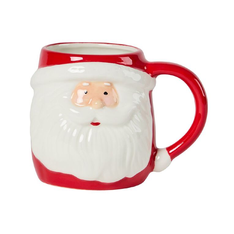 Wonderland Home Smiling Santa Mug White/Red 400ml, , hi-res