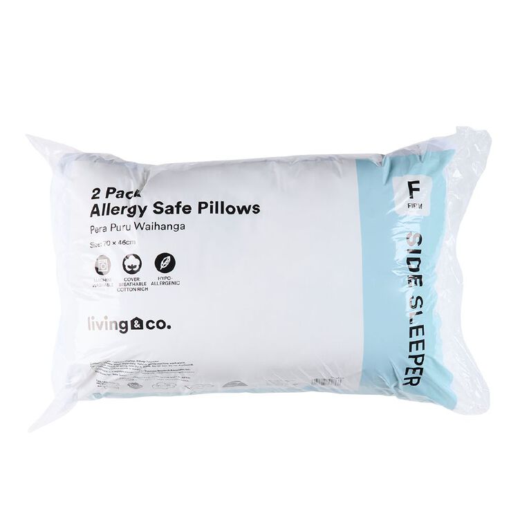 Living & Co Hypoallergenic Pillows Firm White 2 Pack, , hi-res