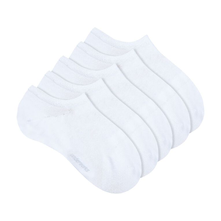 Underworks Women's Sneaker Socks 5 Pack, White, hi-res
