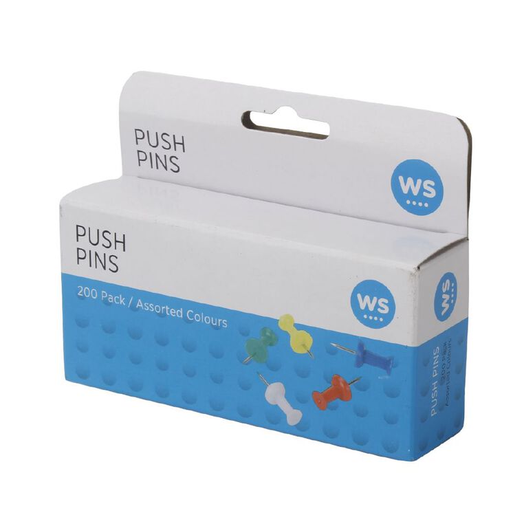 WS Push Pins 200 Pack Assorted, , hi-res