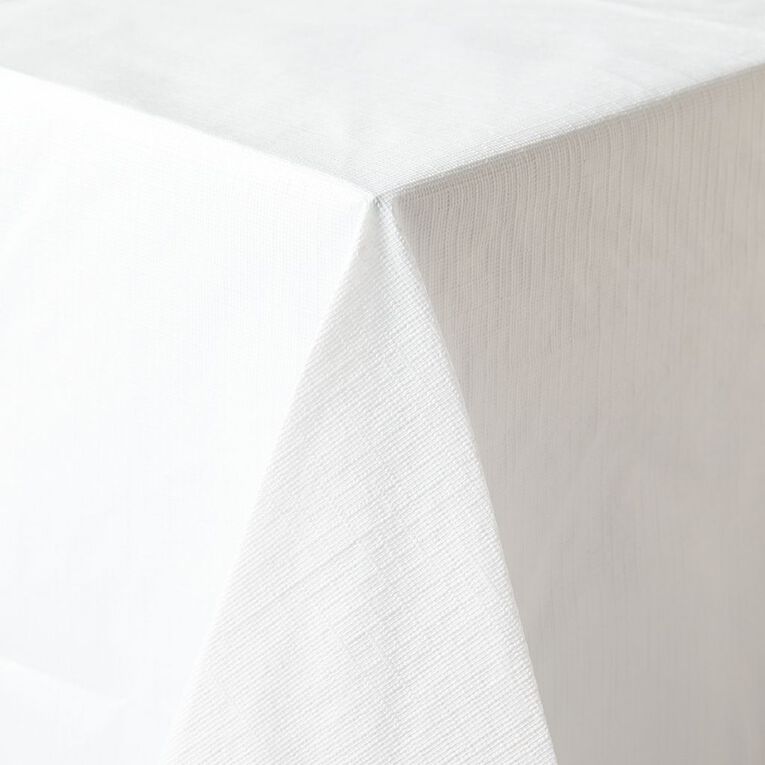 Living & Co Plastic Table Cloth White 178cm x 132cm, , hi-res