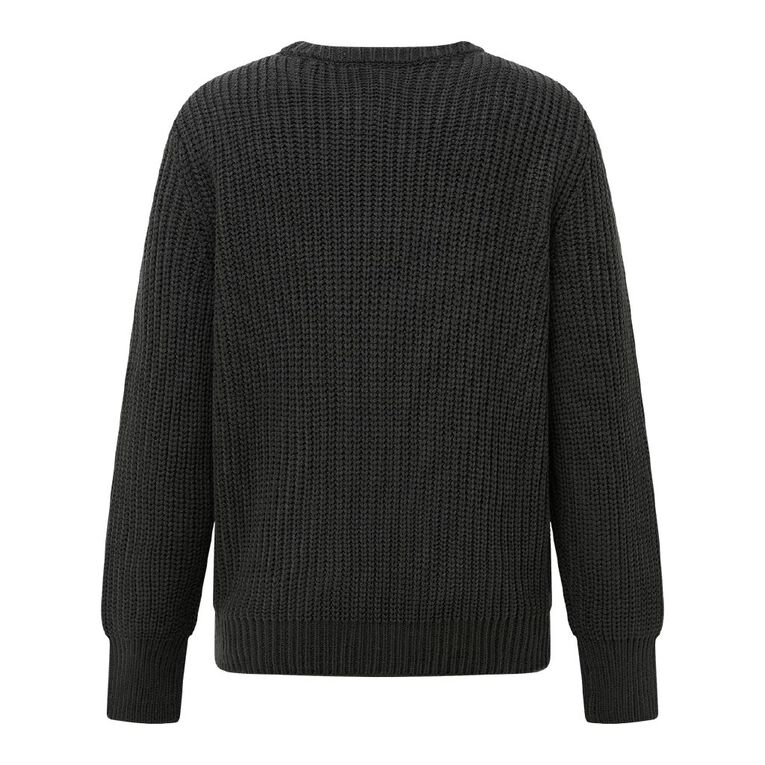 H&H Women's Relaxed Rib Crew Neck Jumper, Charcoal, hi-res