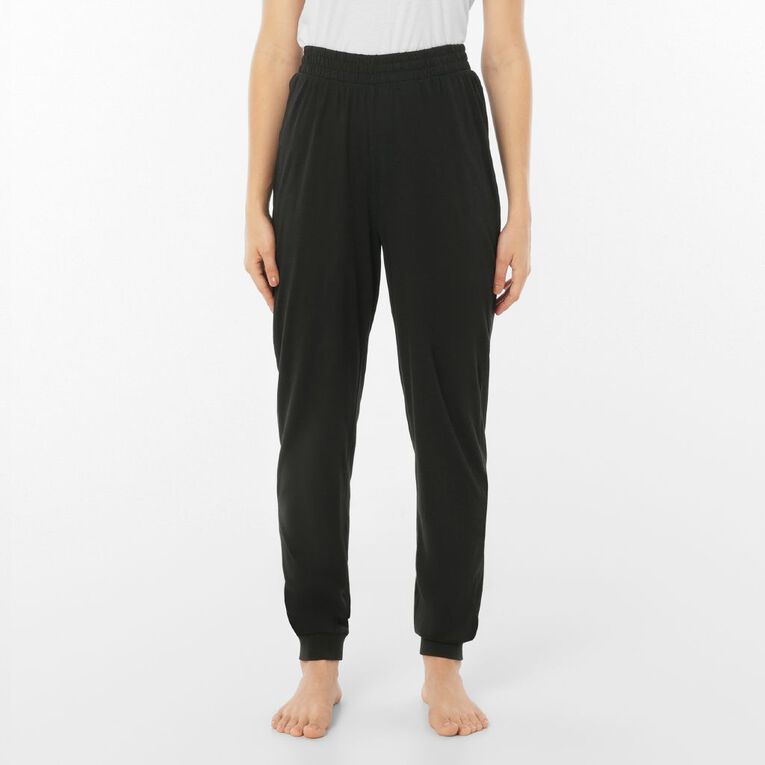 H&H Women's Knitted Cuffed Pyjama Pants, Black, hi-res