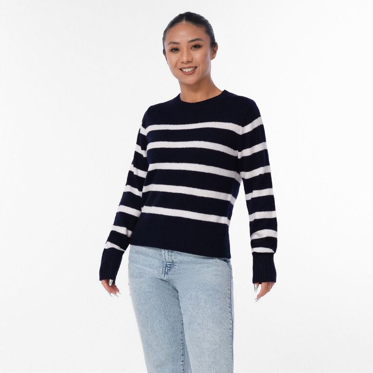 H&H Women's Essential Crew Jumper, Blue Dark, hi-res