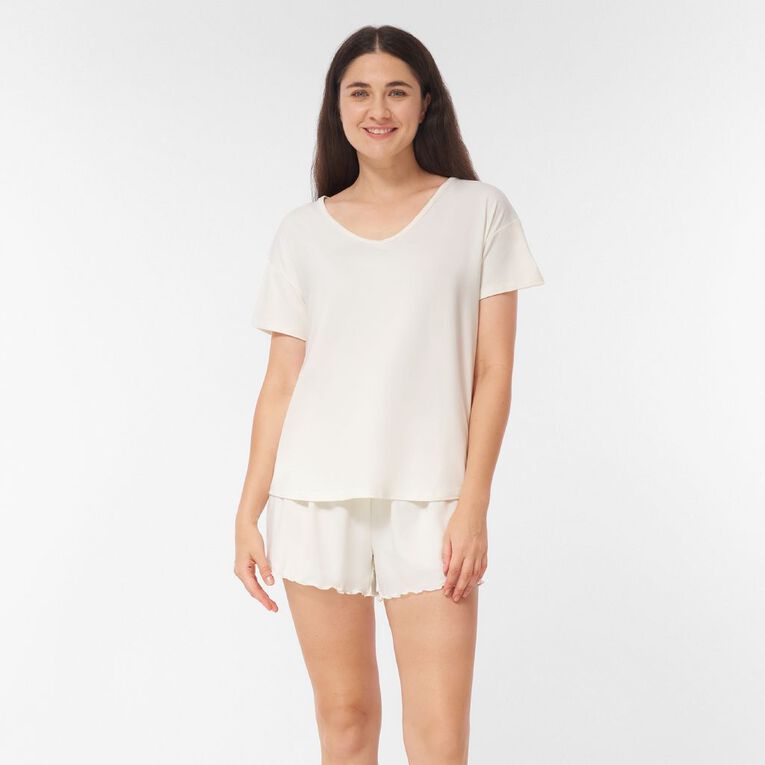 H&H Women's Comfy Pyjama T-Shirt, Cream, hi-res