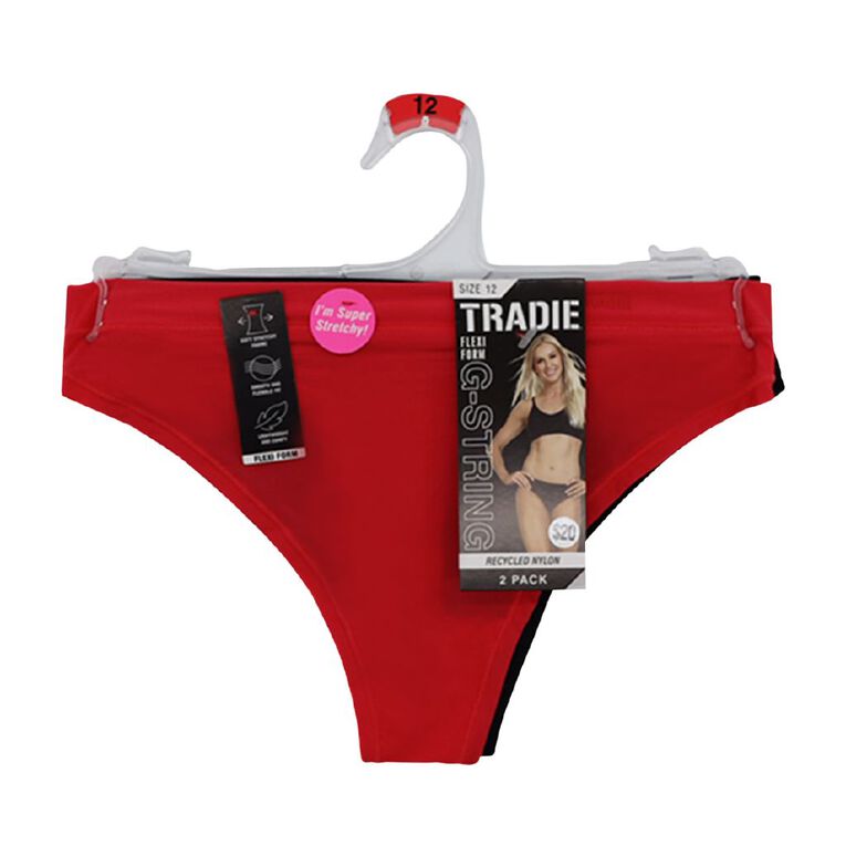 Tradie Women's Flexi Form G-string 2 Pack, Black, hi-res