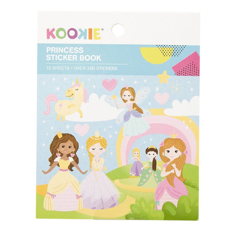 Kookie Mini Sticker Book 12 Sheets Princess Multi-Coloured, , hi-res