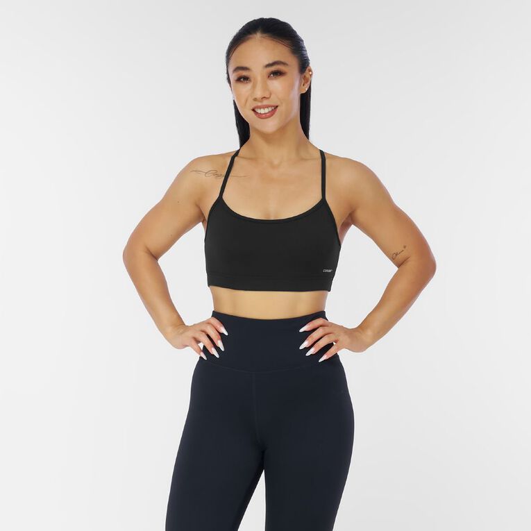 Active Intent Women's Thin Strap Crop Top, Black, hi-res