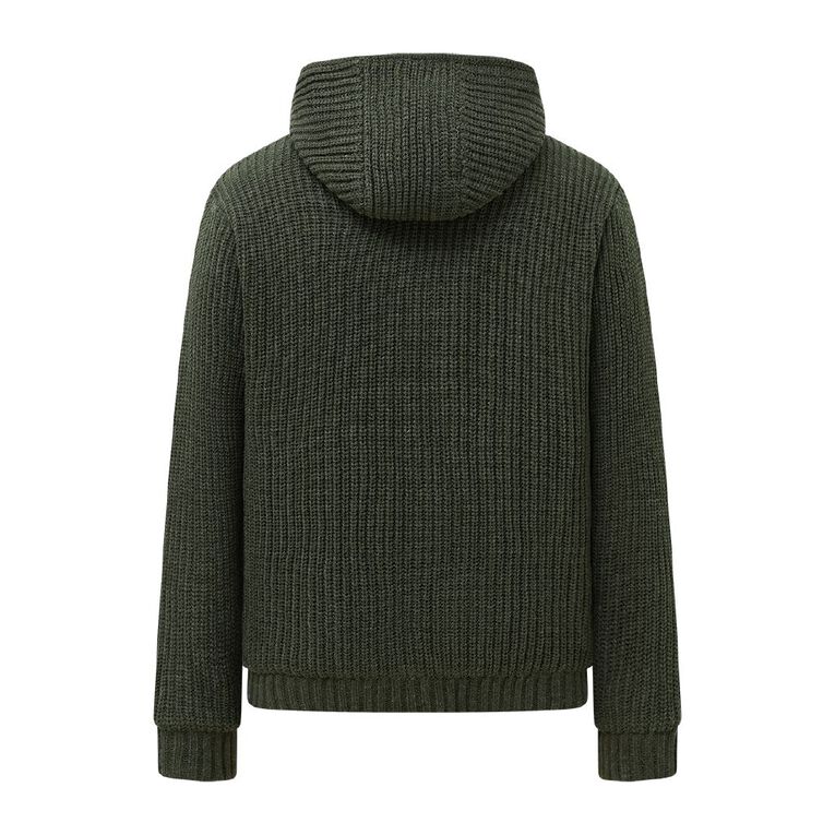 H&H Men's Sherpa Lined Zip Through Knitwear, Khaki, hi-res
