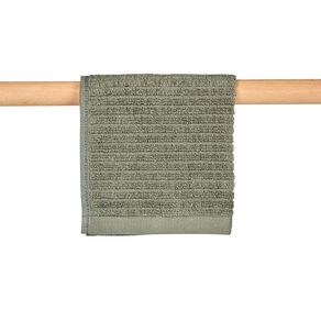Living & Co Ribbed Face Towel Green Mid 30cm x 30cm