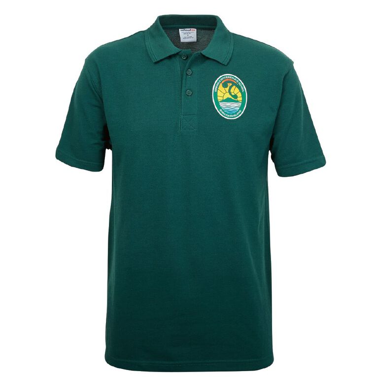 Schooltex Birkdale Intermediate Short Sleeve Polo with Transfer, Bottle Green, hi-res