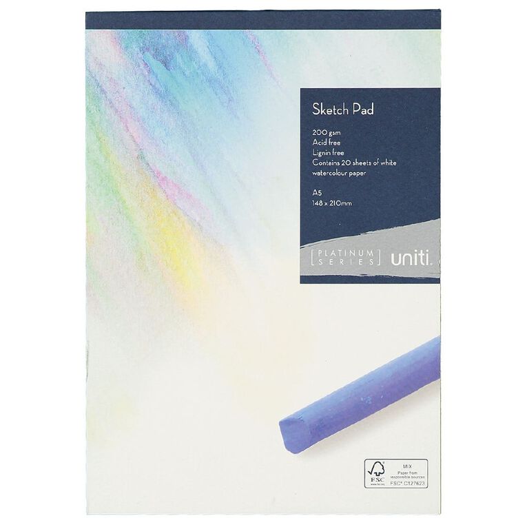 Uniti Platinum Sketch Pad 200gsm A5 20 Sheets, , hi-res