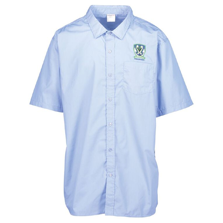 Schooltex Murupara Area Short Sleeve Shirt with Embroidery, Blue Mid, hi-res
